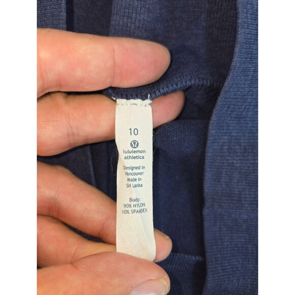 Lululemon Athletica Navy Blue Cropped High-Waisted Leggings 10 Nylon Blend - Picture 4 of 6